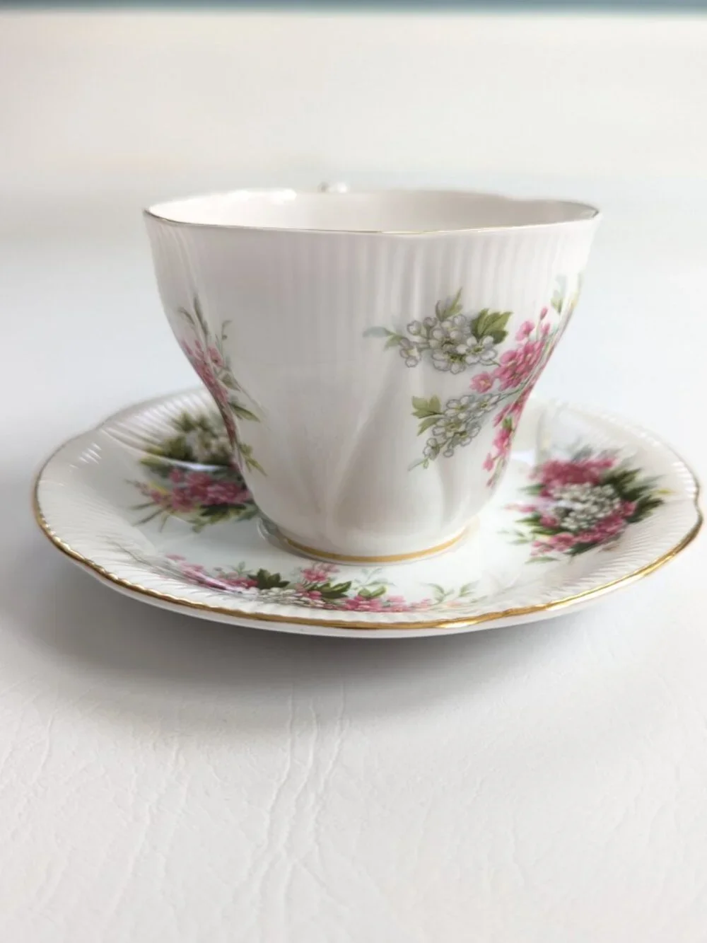 Royal Albert Blossom Time Hawthorn Teacup & Saucer Bone China England Gilt